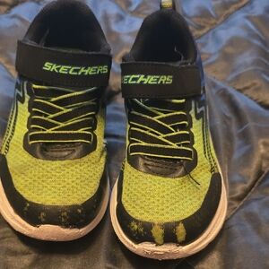 Skechers Kids' Black and Neon Green Sneakers